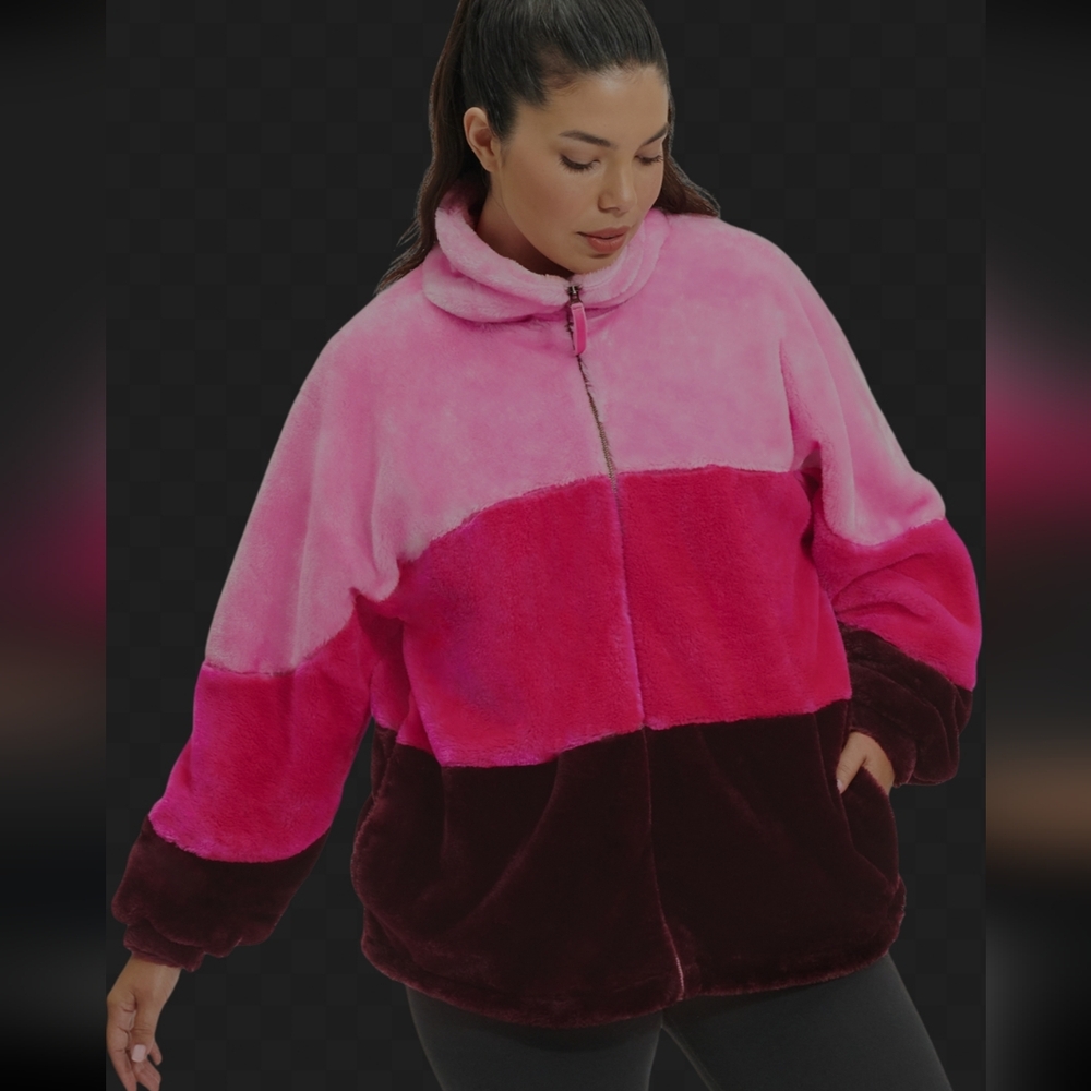 New Ugg Color Block Faux Fur Jacket Nwot Very Ove… - image 2